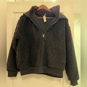 Victoria’s Secret small black Sherpa hoodie. New with tags.